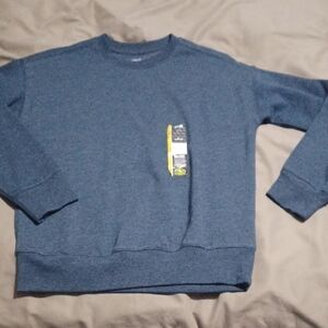 Boys Blue Heathered Cotton Crew Neck Sweatshirt 60% Cotton 40% Poly
